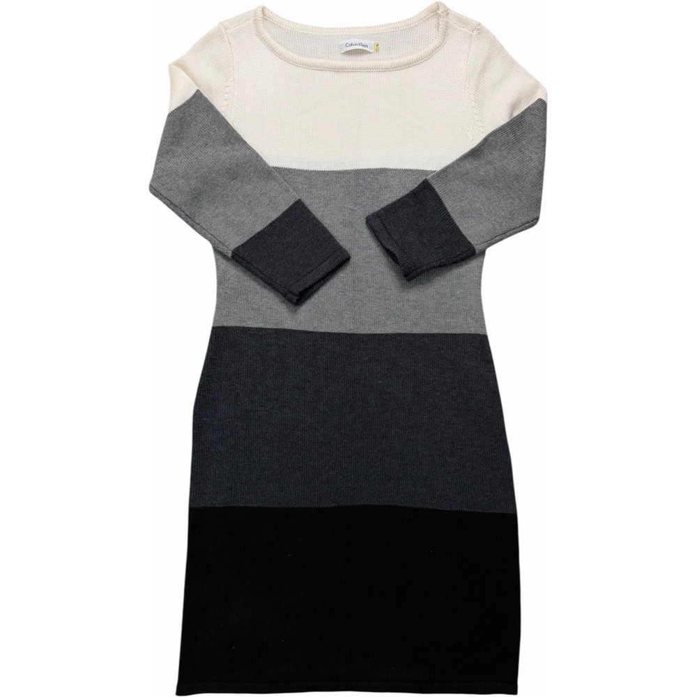 Calvin Klein Women's Small Colorblock Sweater‎ Dress Long Sleeve Knit Bodycon